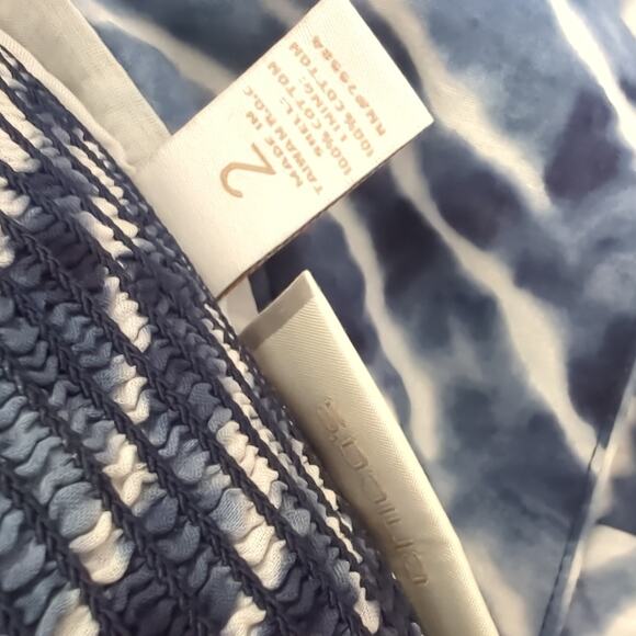 Chicos Womens Skirt Size 2 Large Tie Dye Midi Handkerchief Blue White Travel - Picture 3 of 6